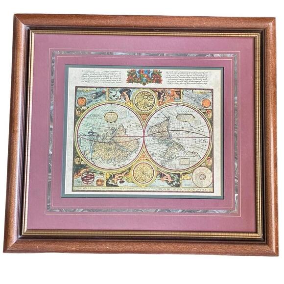 Framed Vintage World Map Print “A New and Accurate Map of the World” 21x18 - Picture 1 of 5